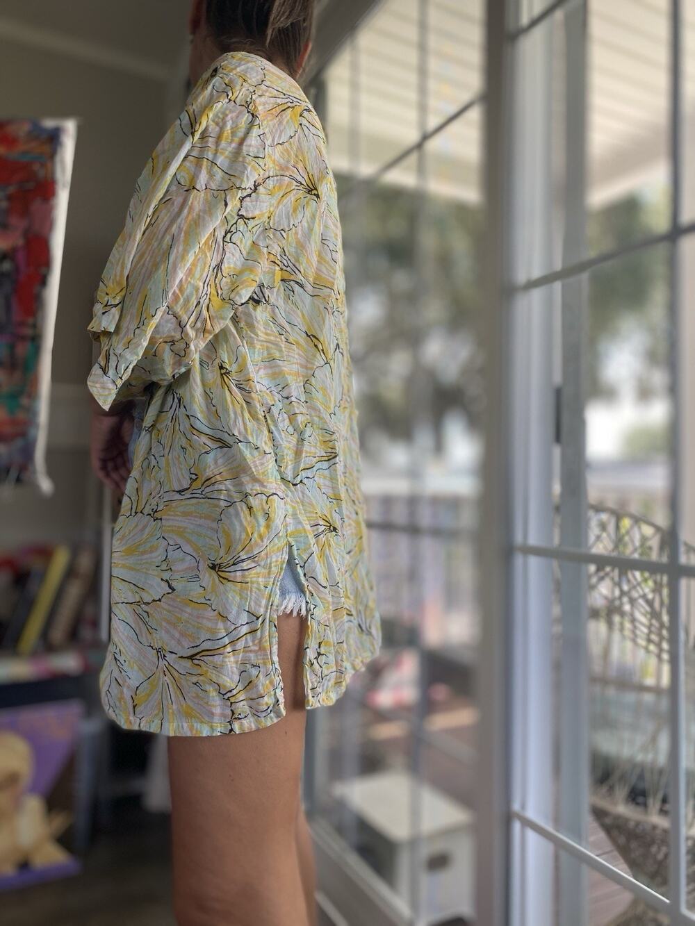Diane von Furstenberg x Onia Gina Cotton Kimono Swim Cover-Up Resort Beach M L